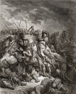 Riccardo I (1157-99) Cuor di Leone in battaglia ad Arsuf nel 1191, illustrazione da 